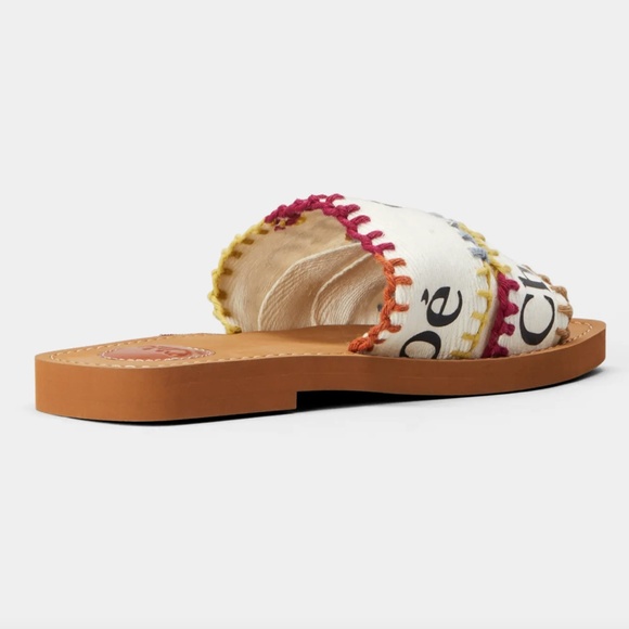 NIB $495 CHLOE Woody Logo Multicolored Stitch Sandals in size 36! - Picture 4 of 16